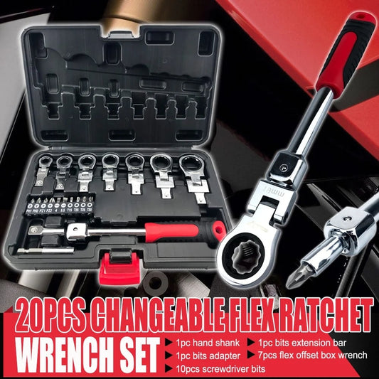 20-piece removable movable head ratchet wrench set（50%OFF）